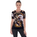 Eagle Dreamcatcher Art Bird Native American Shoulder Cut Out Short Sleeve Top View1