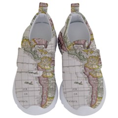 Vintage Map Of The Americas Kids  Velcro No Lace Shoes by uniart180623