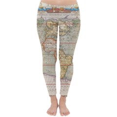 Old World Map Of Continents The Earth Vintage Retro Classic Winter Leggings by uniart180623