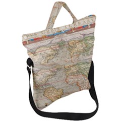 Old World Map Of Continents The Earth Vintage Retro Fold Over Handle Tote Bag by uniart180623