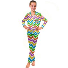 Chevron-pattern-design-texture Kids  Satin Long Sleeve Pajamas Set by uniart180623