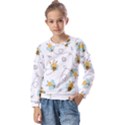 Bee Art Pattern Design Wallpaper Background Print Kids  Long Sleeve Tee with Frill  View1