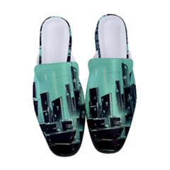 Buildings City Urban Destruction Background Women s Classic Backless Heels by uniart180623