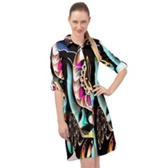 Garden Flower Nature Digital Art Abstract Long Sleeve Mini Shirt Dress by uniart180623