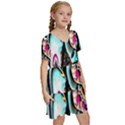 Garden Flower Nature Digital Art Abstract Kids  Short Sleeve Tiered Mini Dress View3