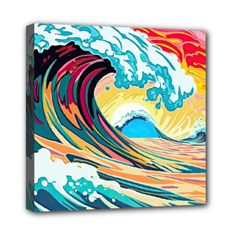 Waves Ocean Sea Tsunami Nautical Arts Mini Canvas 8  X 8  (stretched) by uniart180623