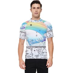 Rainbow Fun Cute Minimal Doodle Drawing Arts Men s Short Sleeve Rash Guard by uniart180623