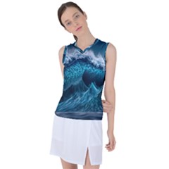 Tsunami Waves Ocean Sea Water Rough Seas Women s Sleeveless Sports Top by uniart180623