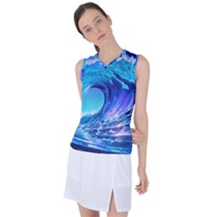 Tsunami Tidal Wave Ocean Waves Sea Nature Water Blue Women s Sleeveless Sports Top by uniart180623