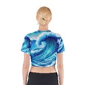 Tsunami Tidal Wave Ocean Waves Sea Nature Water Blue Painting Cotton Crop Top View2