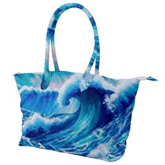 Tsunami Tidal Wave Ocean Waves Sea Nature Water Blue Painting Canvas Shoulder Bag by uniart180623