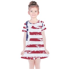 Flag Usa Unite Stated America Kids  Simple Cotton Dress by uniart180623