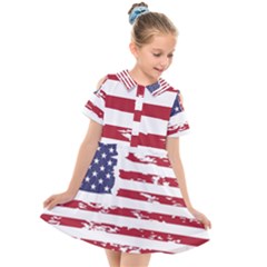 Flag Usa Unite Stated America Kids  Short Sleeve Shirt Dress by uniart180623