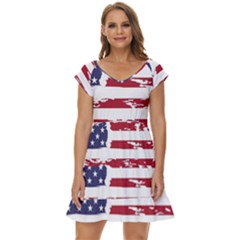 Flag Usa Unite Stated America Short Sleeve Tiered Mini Dress by uniart180623