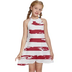 Flag Usa Unite Stated America Kids  Halter Collar Waist Tie Chiffon Dress by uniart180623