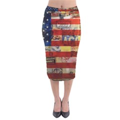 Usa Flag United States Velvet Midi Pencil Skirt by uniart180623