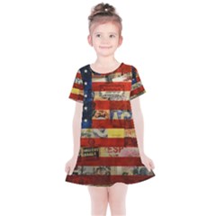 Usa Flag United States Kids  Simple Cotton Dress by uniart180623