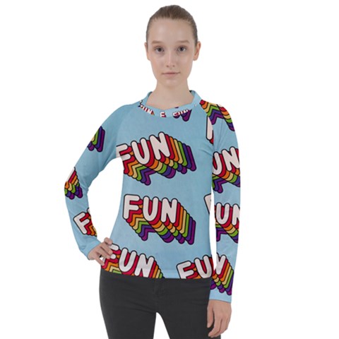 Fun Word Inscription Rainbow Pattern Women s Pique Long Sleeve Tee by uniart180623