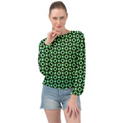 Mazipoodles Green Donuts Polka Dot Banded Bottom Chiffon Top by Mazipoodles