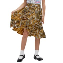 Honey Bee Bees Insect Kids  Ruffle Flared Wrap Midi Skirt by Ravend