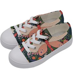 Bug Nature Flower Dragonfly Kids  Low Top Canvas Sneakers by Ravend