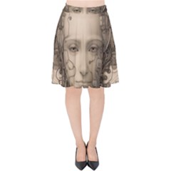 Cyborg Robot Future Drawing Poster Velvet High Waist Skirt by Ravend