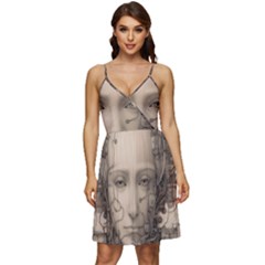 Cyborg Robot Future Drawing Poster V-neck Pocket Summer Dress  by Ravend