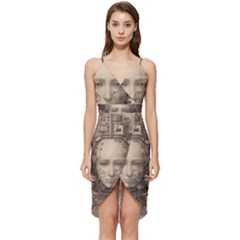 Cyborg Robot Future Drawing Poster Wrap Frill Dress by Ravend