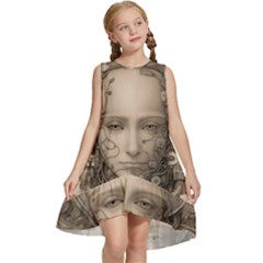 Cyborg Robot Future Drawing Poster Kids  Frill Swing Dress by Ravend