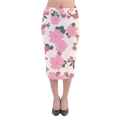 Floral Vintage Flowers Velvet Midi Pencil Skirt by Dutashop