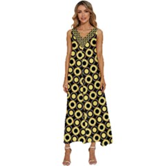  Mazipoodles Yellow Donuts Polka Dot V-neck Sleeveless Loose Fit Overalls by Mazipoodles