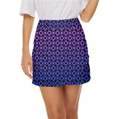 Mazipoodles Purple Pink Gradient Donuts Polka Dot Mini Front Wrap Skirt by Mazipoodles