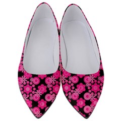 Bitesize Flowers Pearls And Donuts Fuchsia Black Women s Low Heels by Mazipoodles