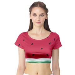 Minimalist Summer Watermelon Wallpaper Short Sleeve Crop Top by Ravend