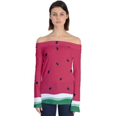 Minimalist Summer Watermelon Wallpaper Off Shoulder Long Sleeve Top by Ravend