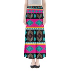 Abstract Art Pattern Design Vintage Full Length Maxi Skirt by Ravend