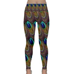 Peacock-feathers-bird-plumage Lightweight Velour Classic Yoga Leggings by Ravend