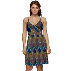 Peacock-feathers-bird-plumage V-neck Pocket Summer Dress  by Ravend