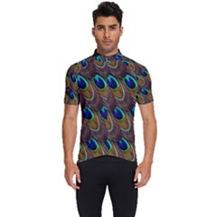 Peacock-feathers-bird-plumage Men s Short Sleeve Cycling Jersey by Ravend