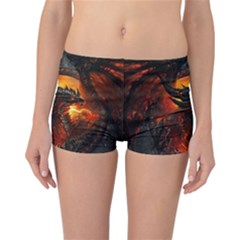 Dragon Art Fire Digital Fantasy Reversible Boyleg Bikini Bottoms by Celenk