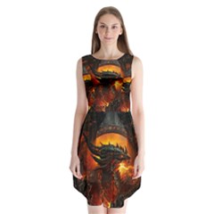 Dragon Art Fire Digital Fantasy Sleeveless Chiffon Dress   by Celenk