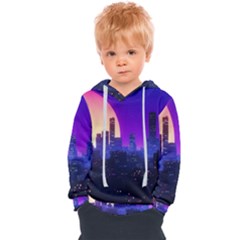 The Sun Night Music The City Background 80s, 80 s Synth Kids  Overhead Hoodie by uniart180623