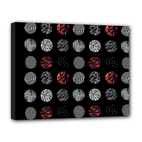 Black And Multicolored Polka Dot Artwork Digital Art Canvas 14  X 11  (stretched) by uniart180623