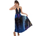 Night Music The City Neon Background Synth Retrowave Backless Maxi Beach Dress View1