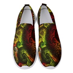 Green And Red Lights Wallpaper Fractal Digital Art Artwork Women s Slip On Sneakers by uniart180623