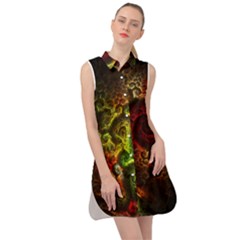 Green And Red Lights Wallpaper Fractal Digital Art Artwork Sleeveless Shirt Dress