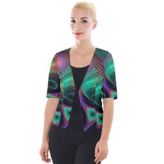 Circle Art 3d Artwork Graphics Vortex Colorful Digital Art Cropped Button Cardigan by uniart180623