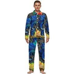 Colorful Digital Art Fractal Design Men s Long Sleeve Velvet Pocket Pajamas Set by uniart180623