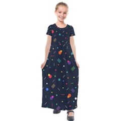 Abstract Minimalism Digital Art Abstract Kids  Short Sleeve Maxi Dress by uniart180623