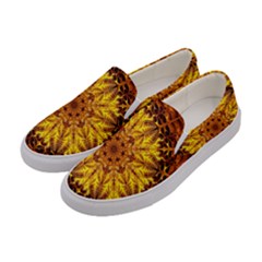 Abstract Gold Mandala Yellow Women s Canvas Slip Ons by uniart180623